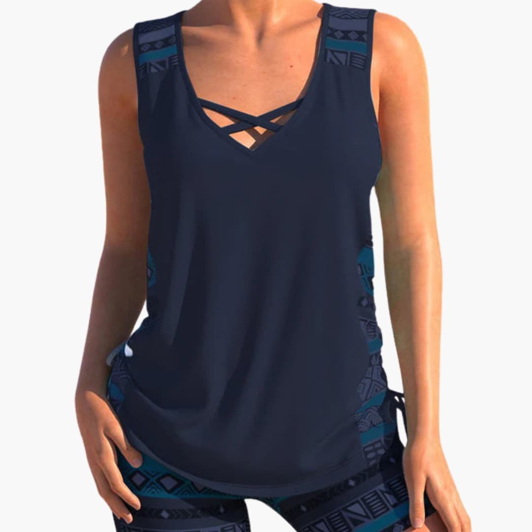 Women's Geometric Print Tankini Swimsuit Set