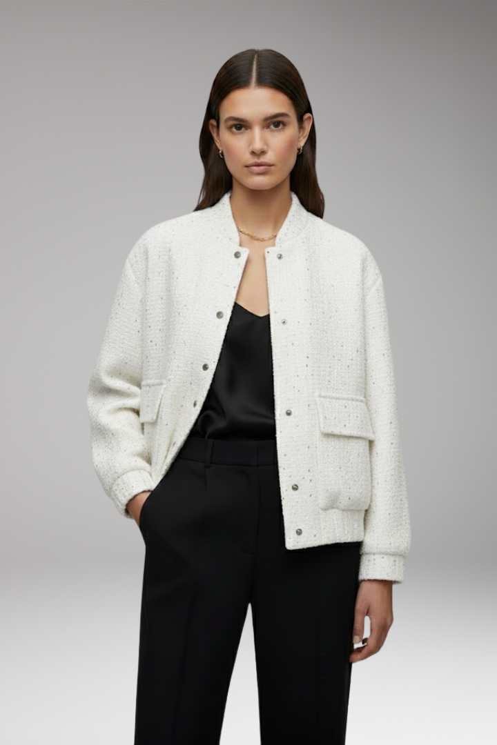 Women's Sequin Bomber Jacket Glitter Zipper