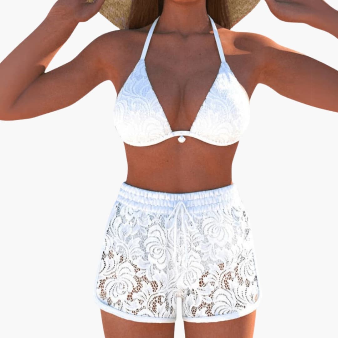Women's Halter Bikini Set Lace Trim