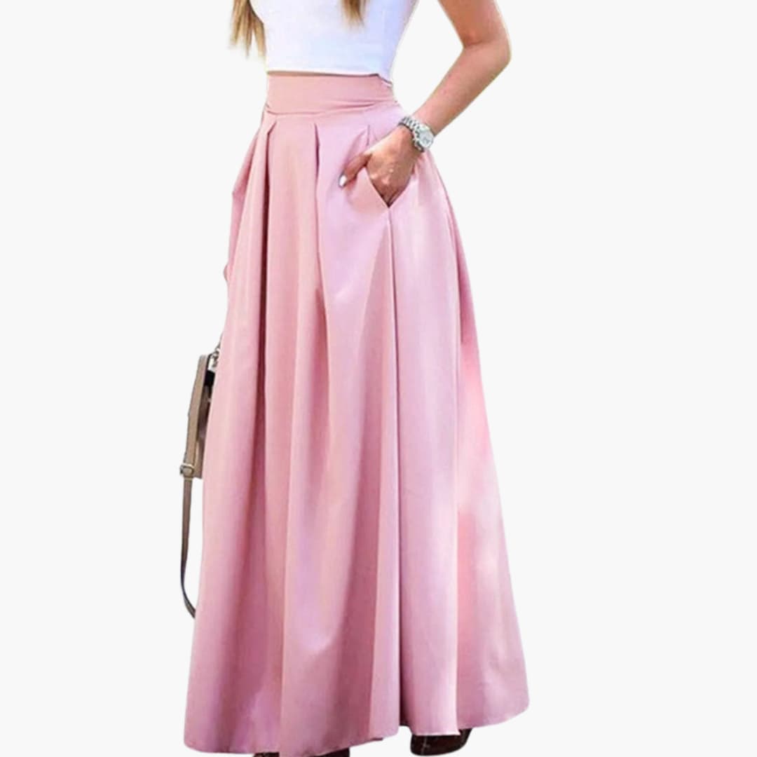 Women's Pleated Midi Skirt High Waist