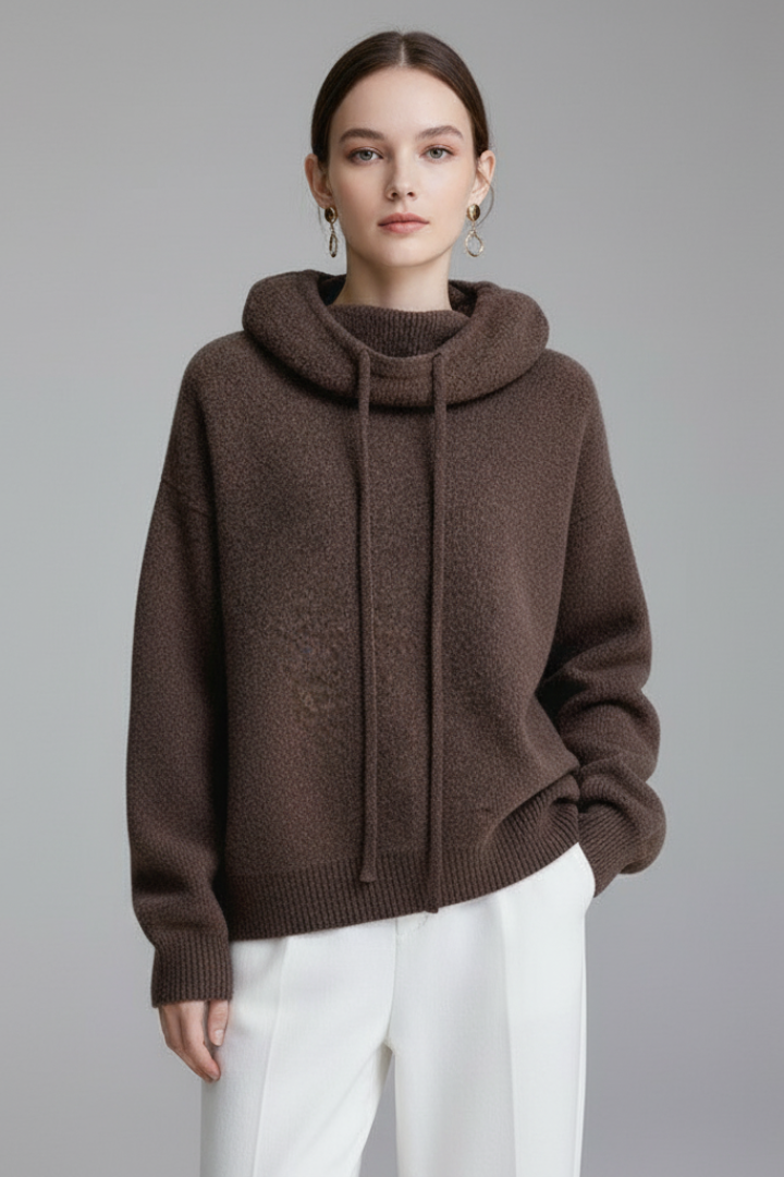 Women's Hooded Sweatshirt High Neck Drawstring