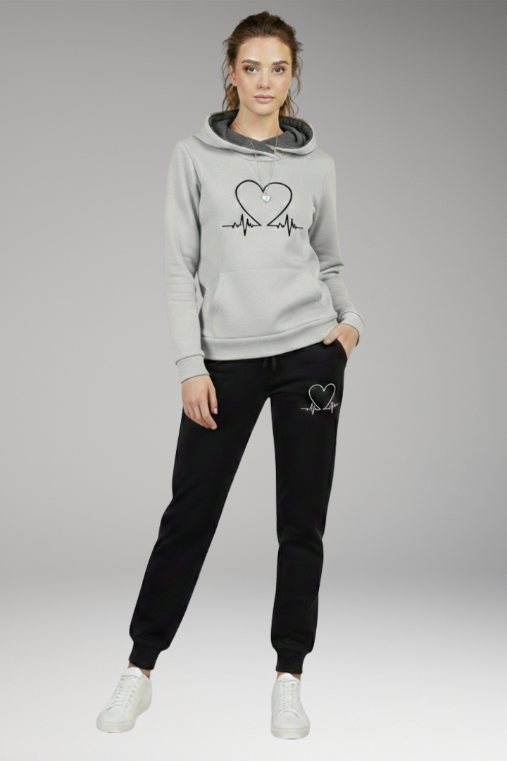 Women's Printed Jogging Suit Hoodie And Tapered Pants