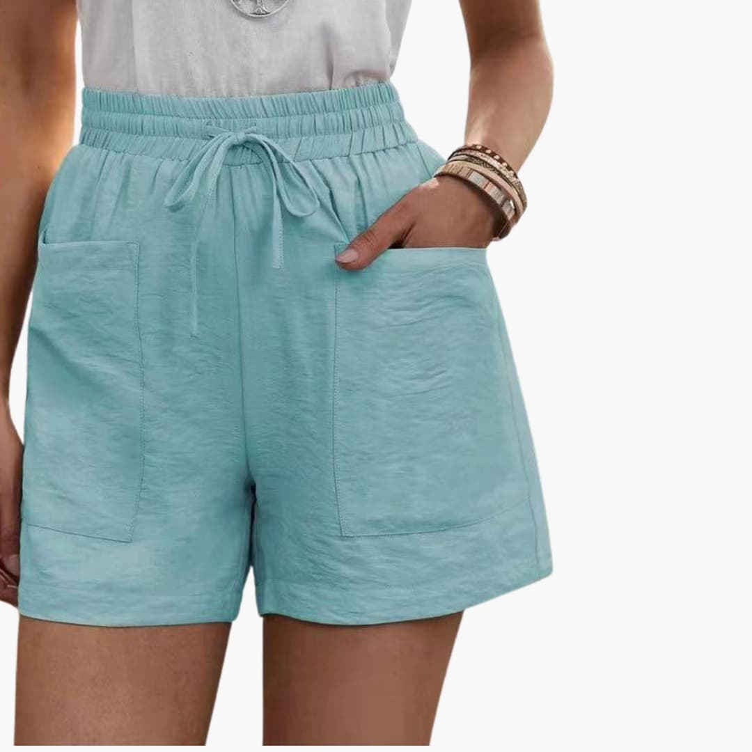 Women's Linen Wide Leg Shorts with Side Pockets