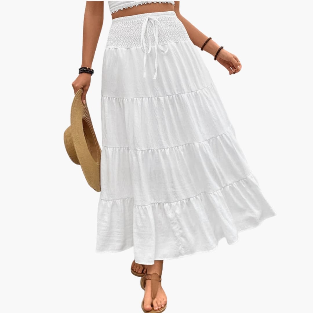 Women's Maxi Skirt Elastic Waist Ruffle Layers