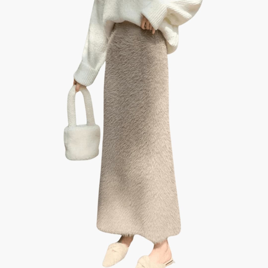 Women's Elastic Waist Midi Skirt Straight Hem - Fashinoza