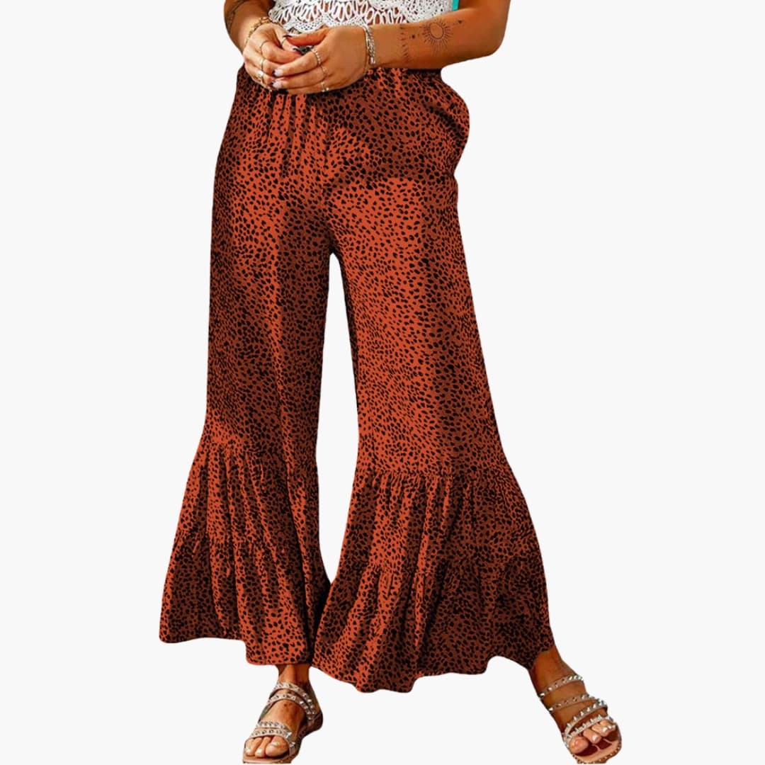 Women's Palazzo Pants Elastic Waist High Waist Tie Belt