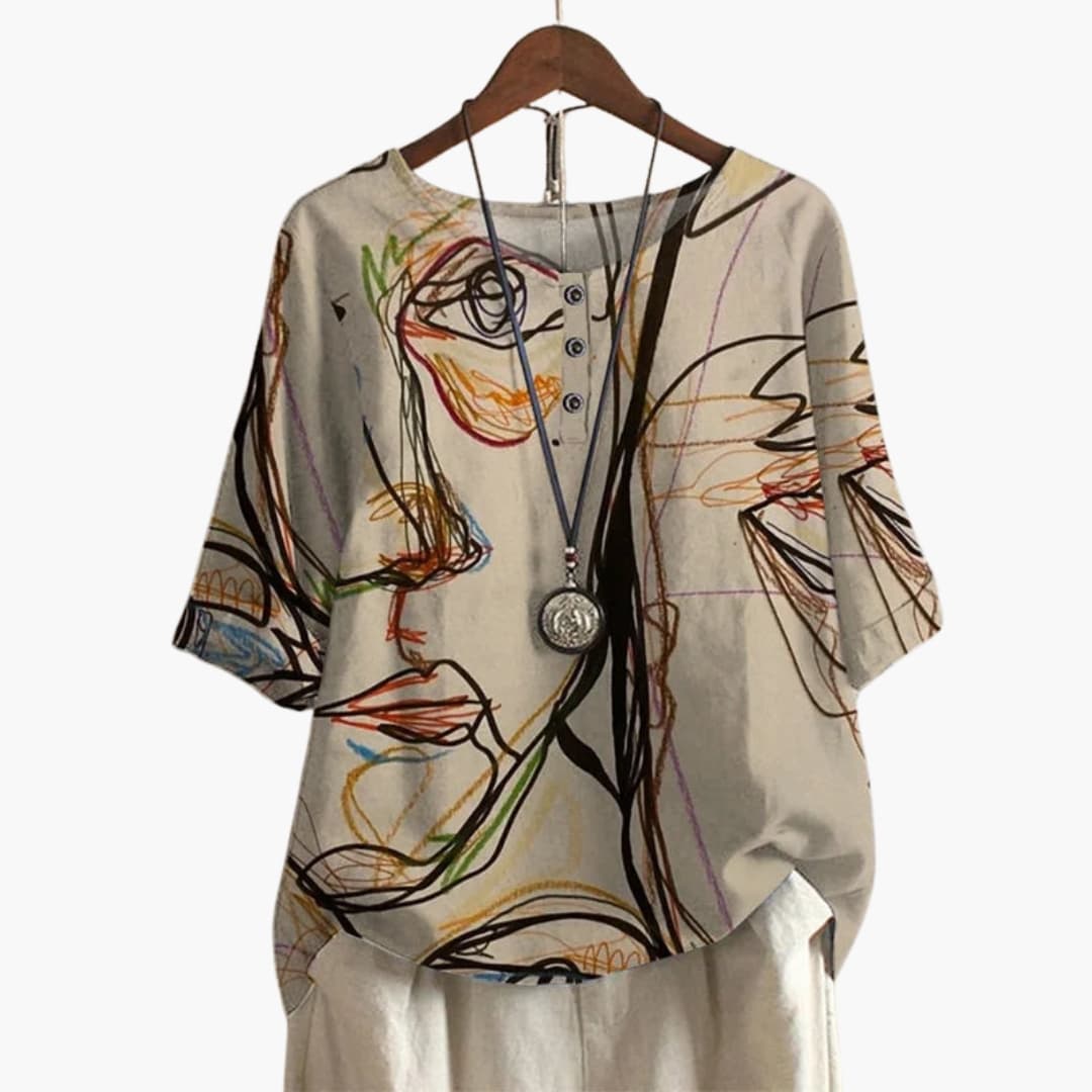 Women's Long Sleeve Blouse Loose Fit Printed