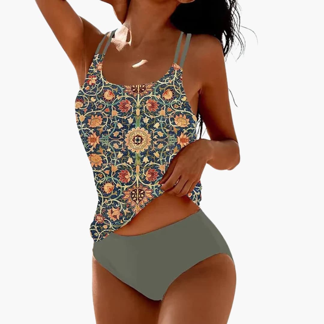 Women's Printed Tankini Swimsuit Set Removable Cups