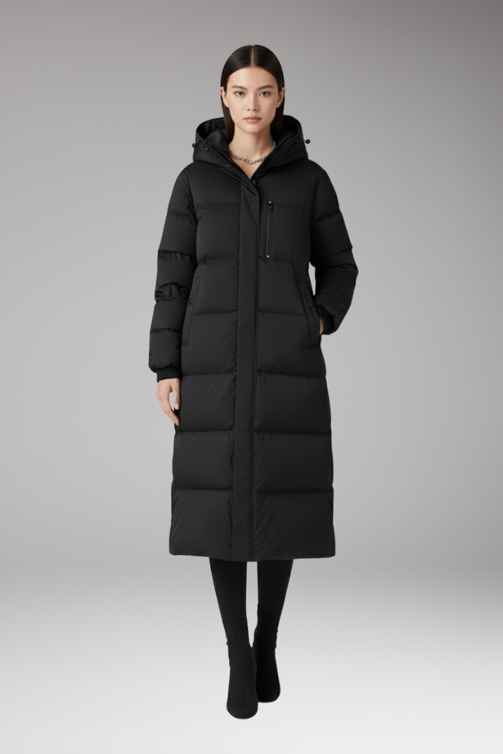 Women's Quilted Puffer Coat Hooded Long