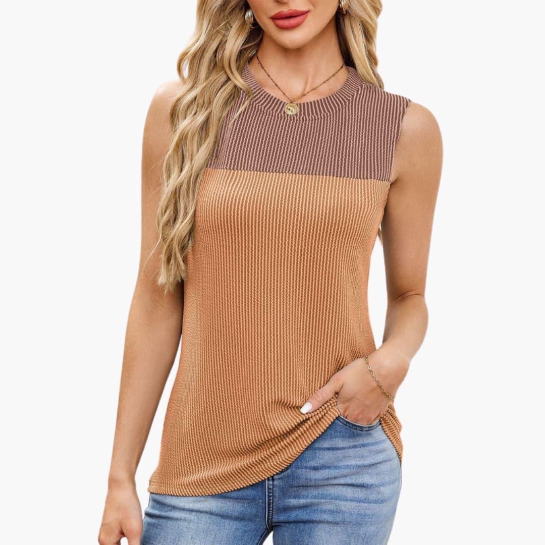 Women's Sleeveless Ribbed Tank Boat Neck
