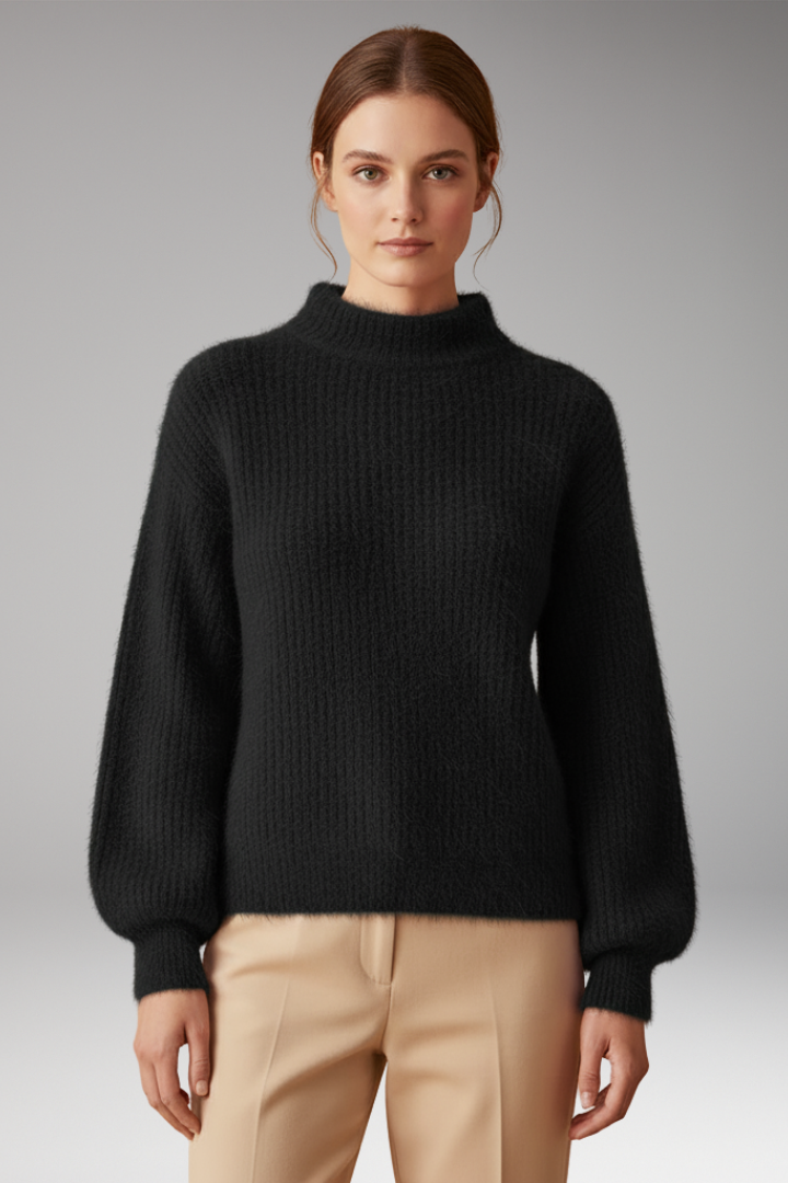 Women's High Neck Sweater Textured