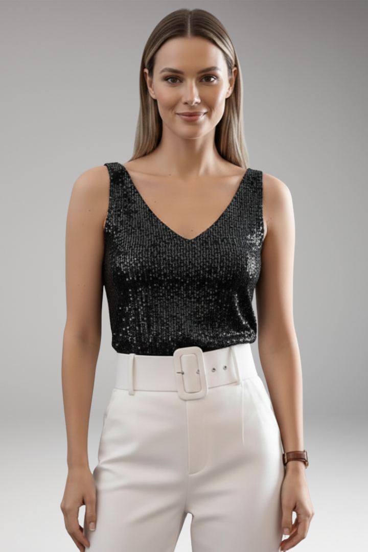 Women's V-Neck Sequin Blouse