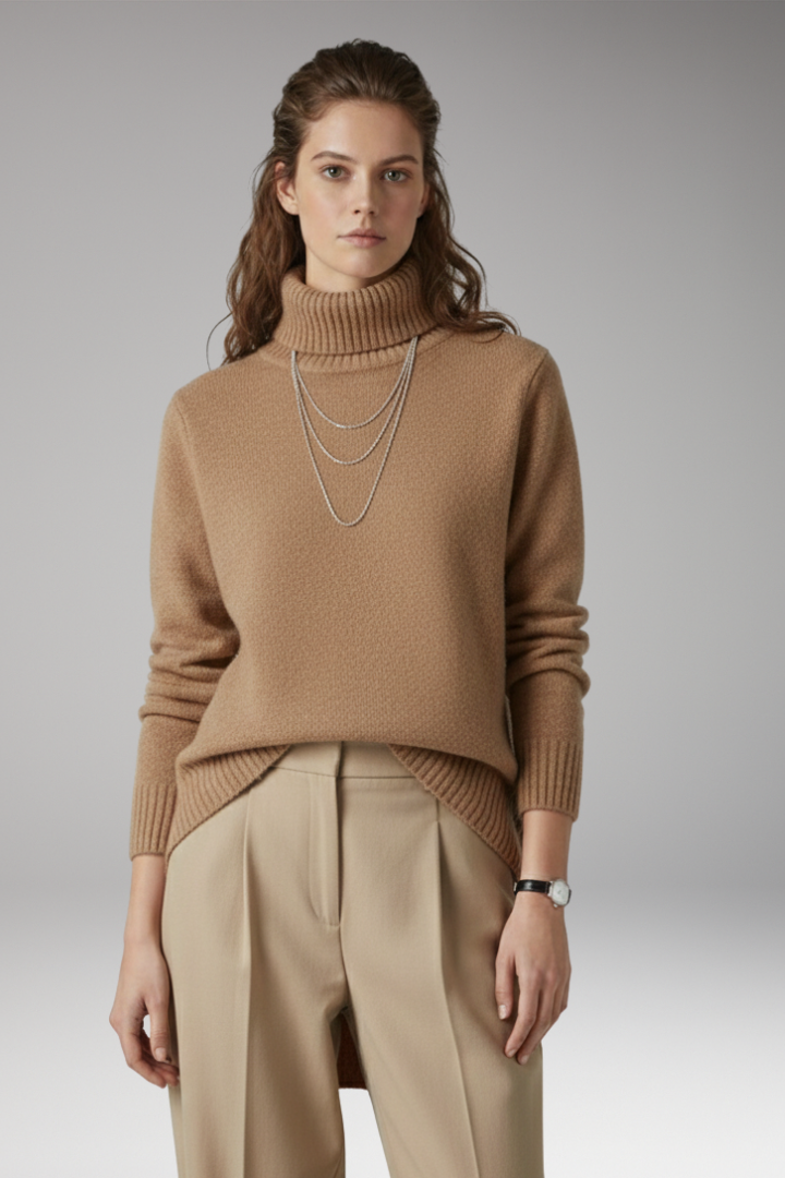 Women's Long Sleeve Turtleneck Sweater Ribbed Texture