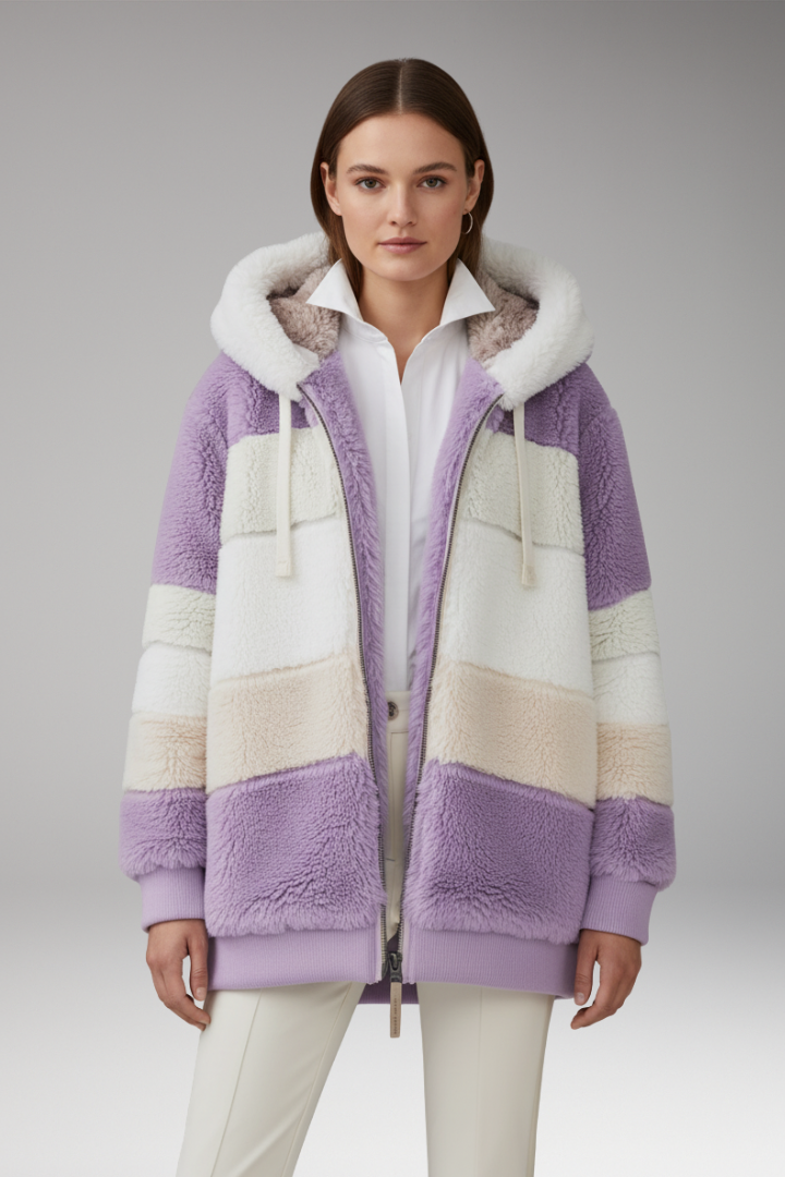 Women's Hooded Zip Coat Textured