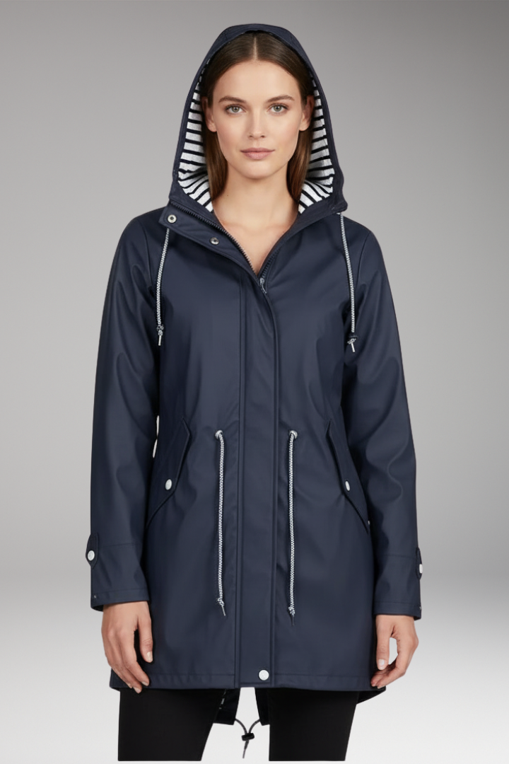 Women's Hooded Zip Jacket Drawstring Waist