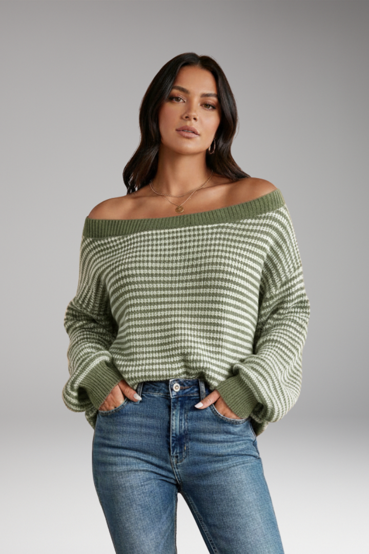 Women's Drop Shoulder Sweater Lantern Sleeves Knit