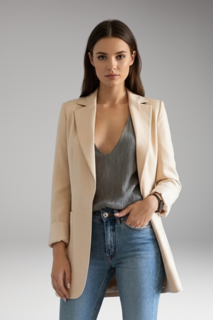 Women's Open Front Blazer Patch Pocket
