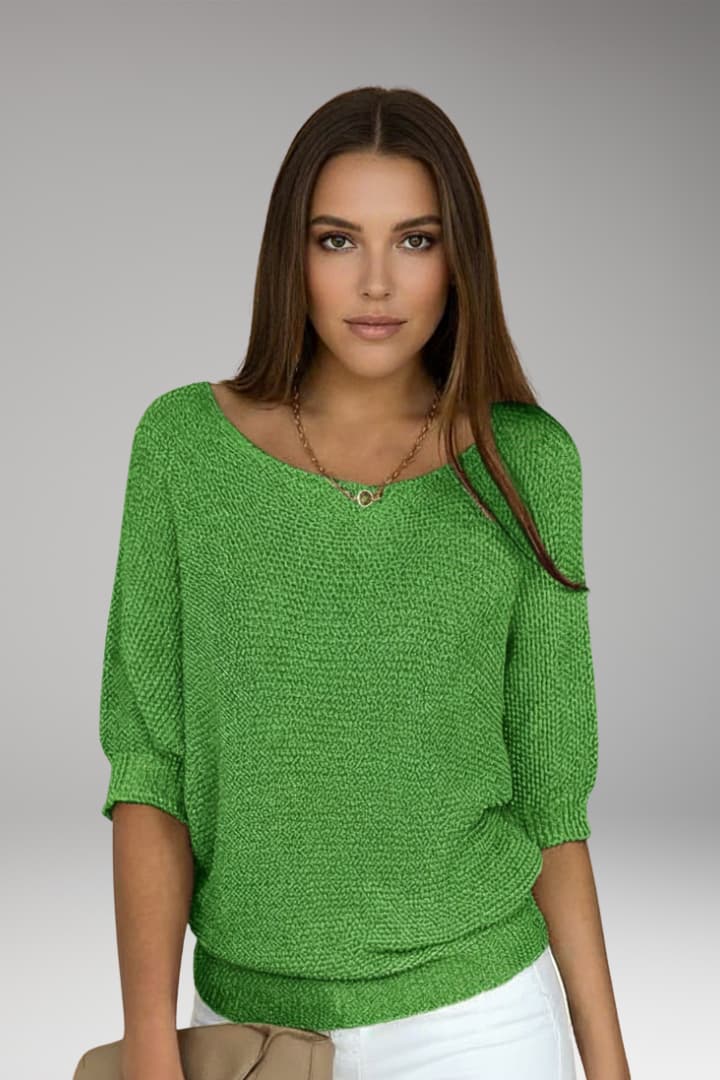 Women's Pullover Sweater Wide Neckline Ribbed