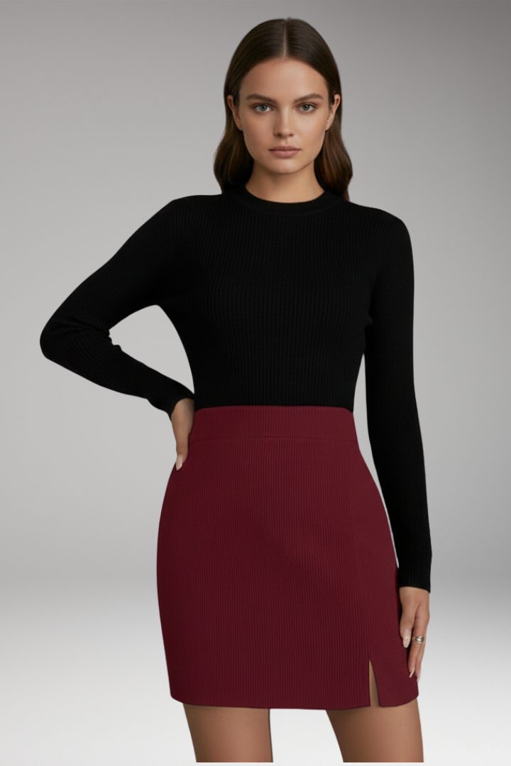 Women's Zipper Skirt Slit Hem