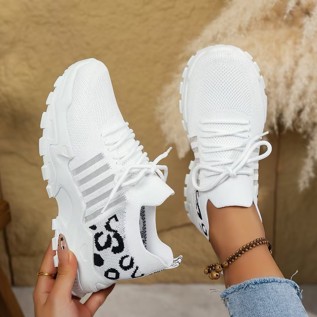 Women's Mesh Walking Sneakers Chunky Sole Lace-Up