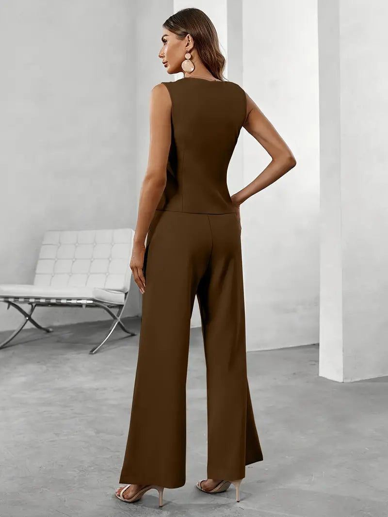 Daisy | Women’s Spring Button Vest Pant Set