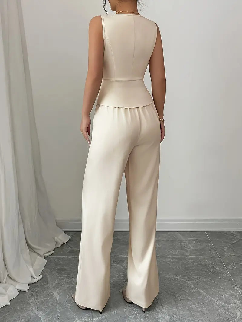 Women's Sleeveless Vest And Pants Set