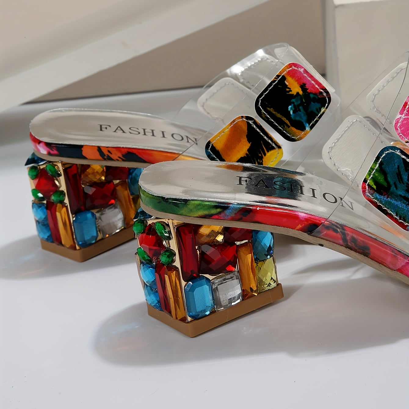 Women's Block Heel Open Toe Sandals Colorful