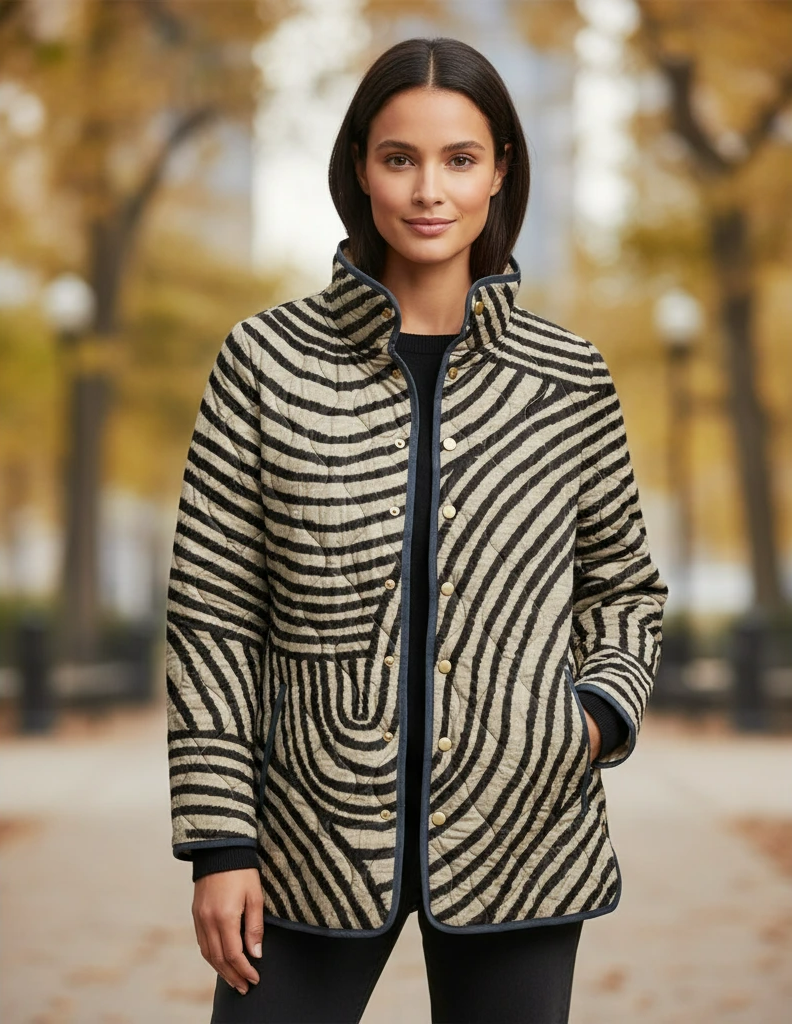 Women’s Patterned Quilted Snap Jacket