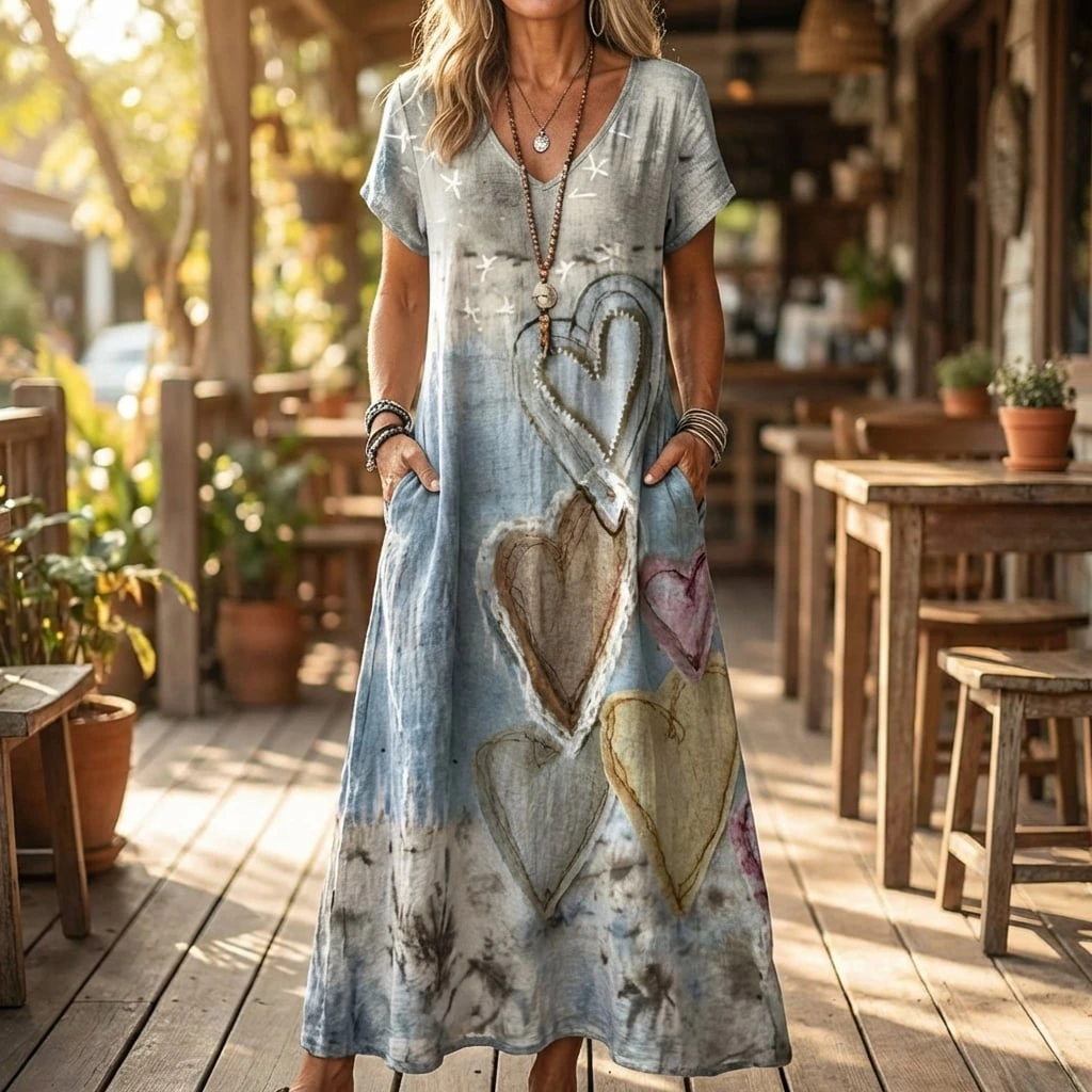 Sandra | Women’s Heart Print Maxi Dress