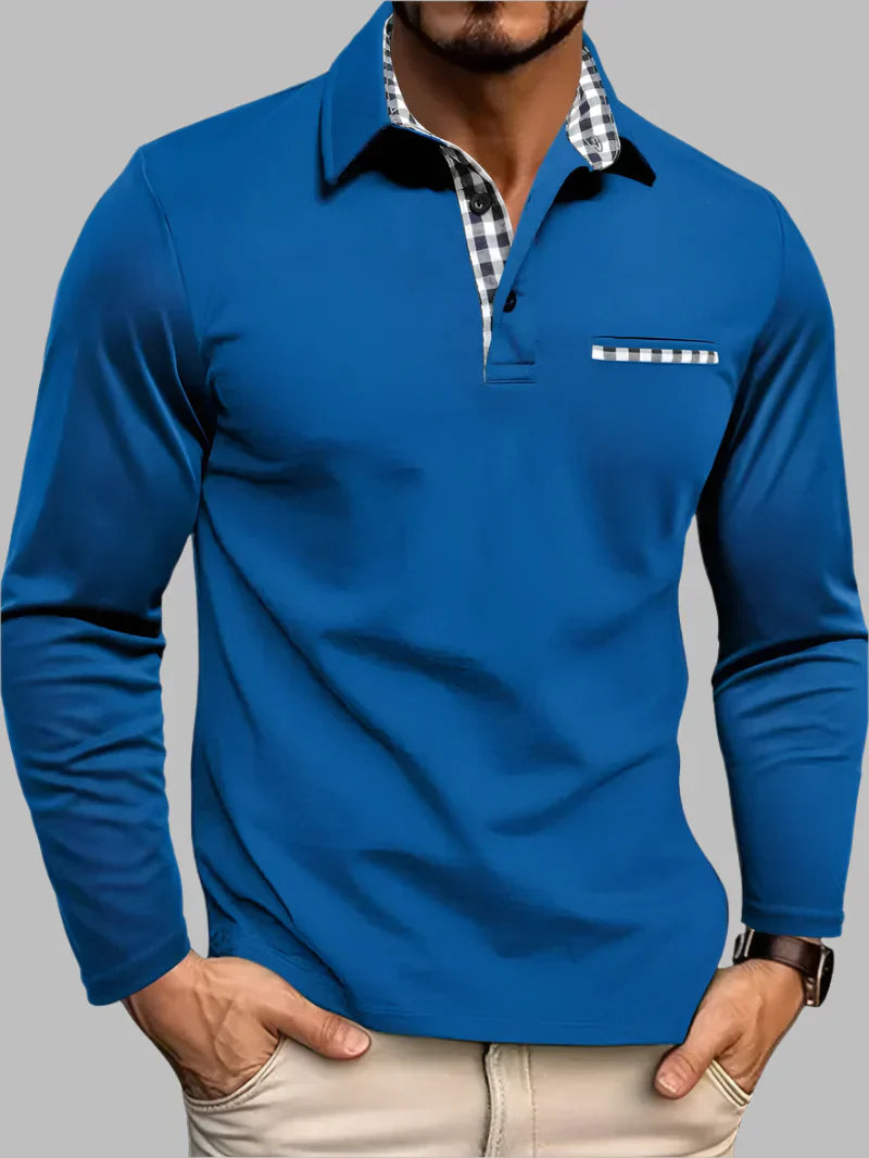 Men's Long-Sleeve Polo Shirt Cotton Classic