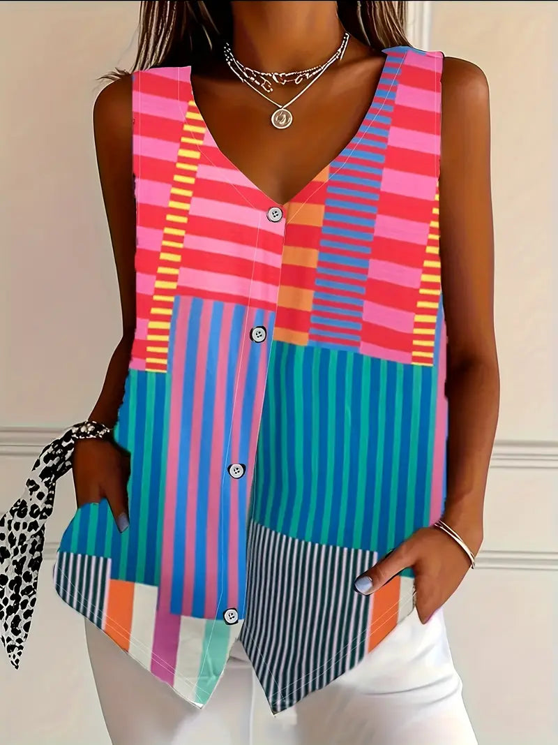 Women's Sleeveless Zebra Print Blouse