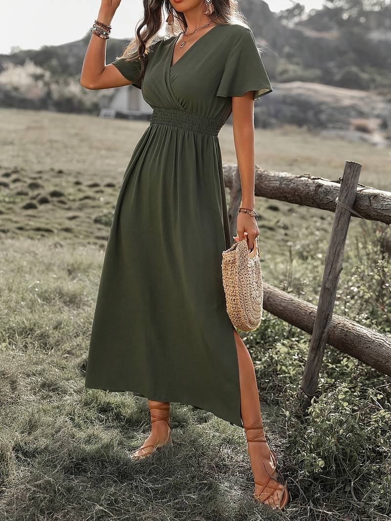 Elegant Wrap-Style Maxi Dress