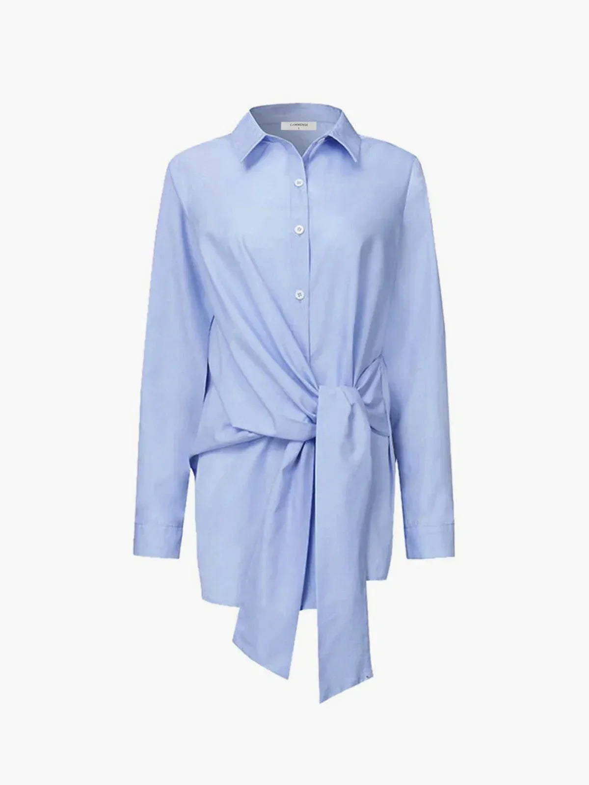 Women's Oversized Long Sleeve Shirt With Front Tie Belt