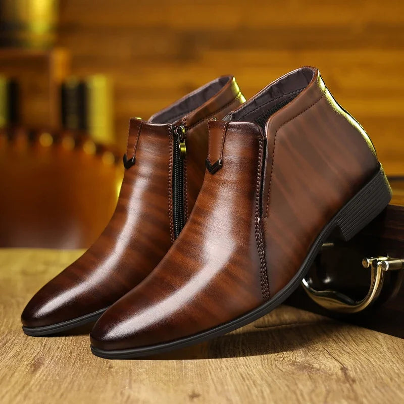Mantova Men's Vintage Leather Ankle Boots Pointed Toe