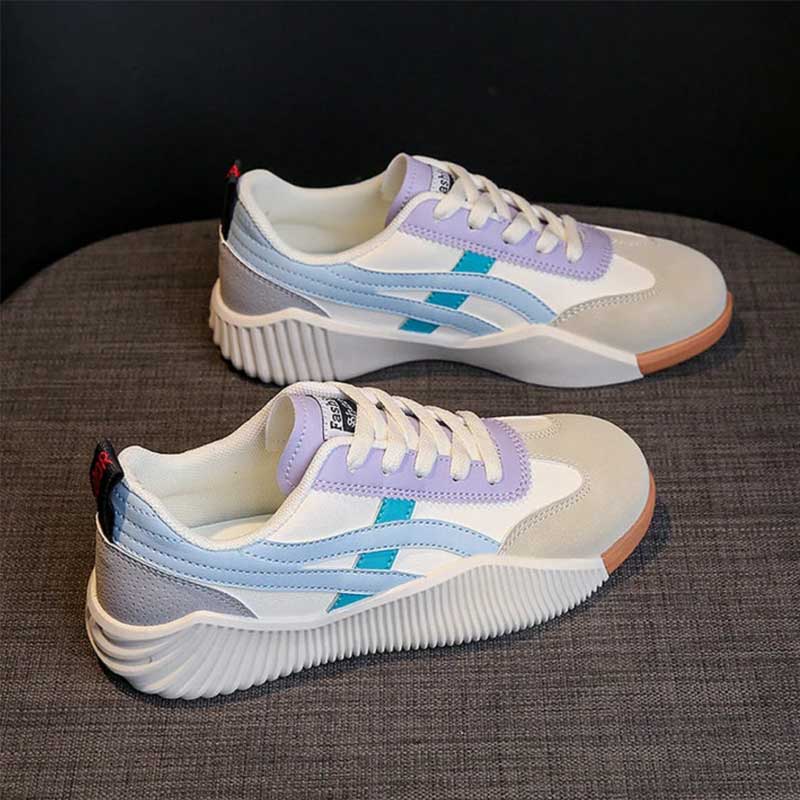 Pastel Accent Lace-Up Sneakers