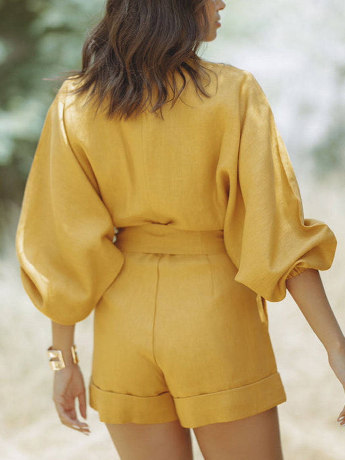 Women's Long Sleeve Romper Jumpsuit Belted Casual