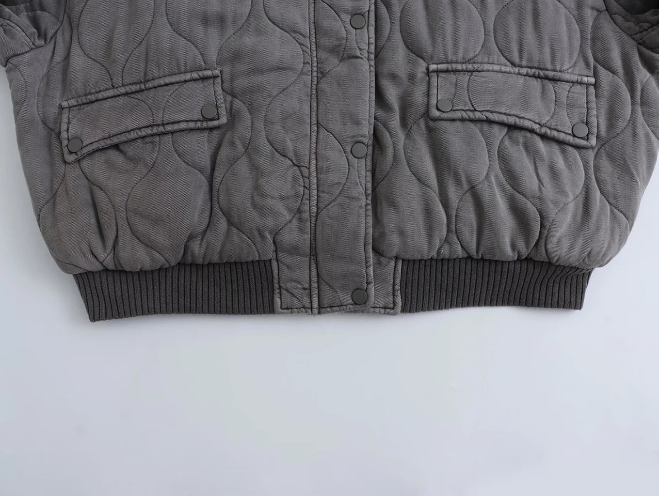 Women's Quilted Bomber Jacket Diamond Pattern Zip Front