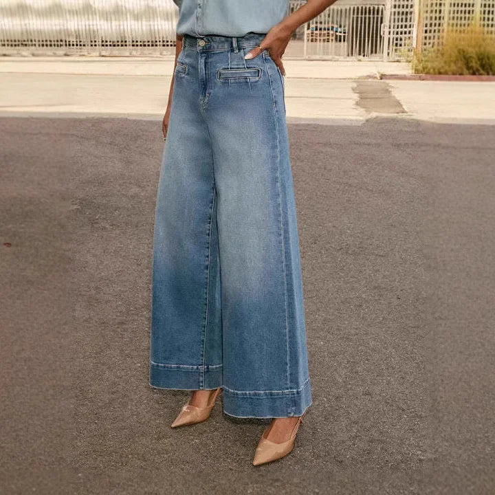 Women's Wide Leg Pants High Waisted Button Closure