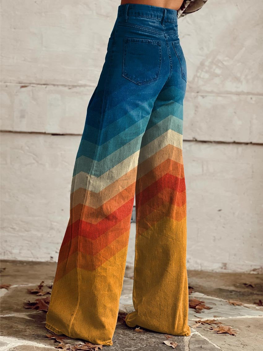 Women's Wide Leg Pants Rainbow Gradient