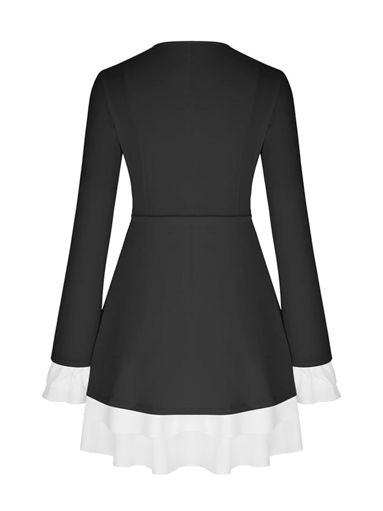 Women's Mini Dress V-Neck Ruffled Sleeves