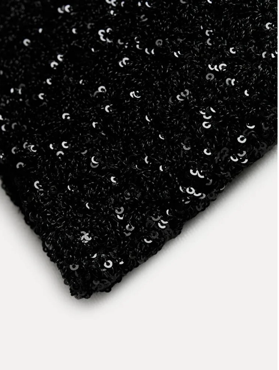Women's Mini Sequin Dress With Stand Collar