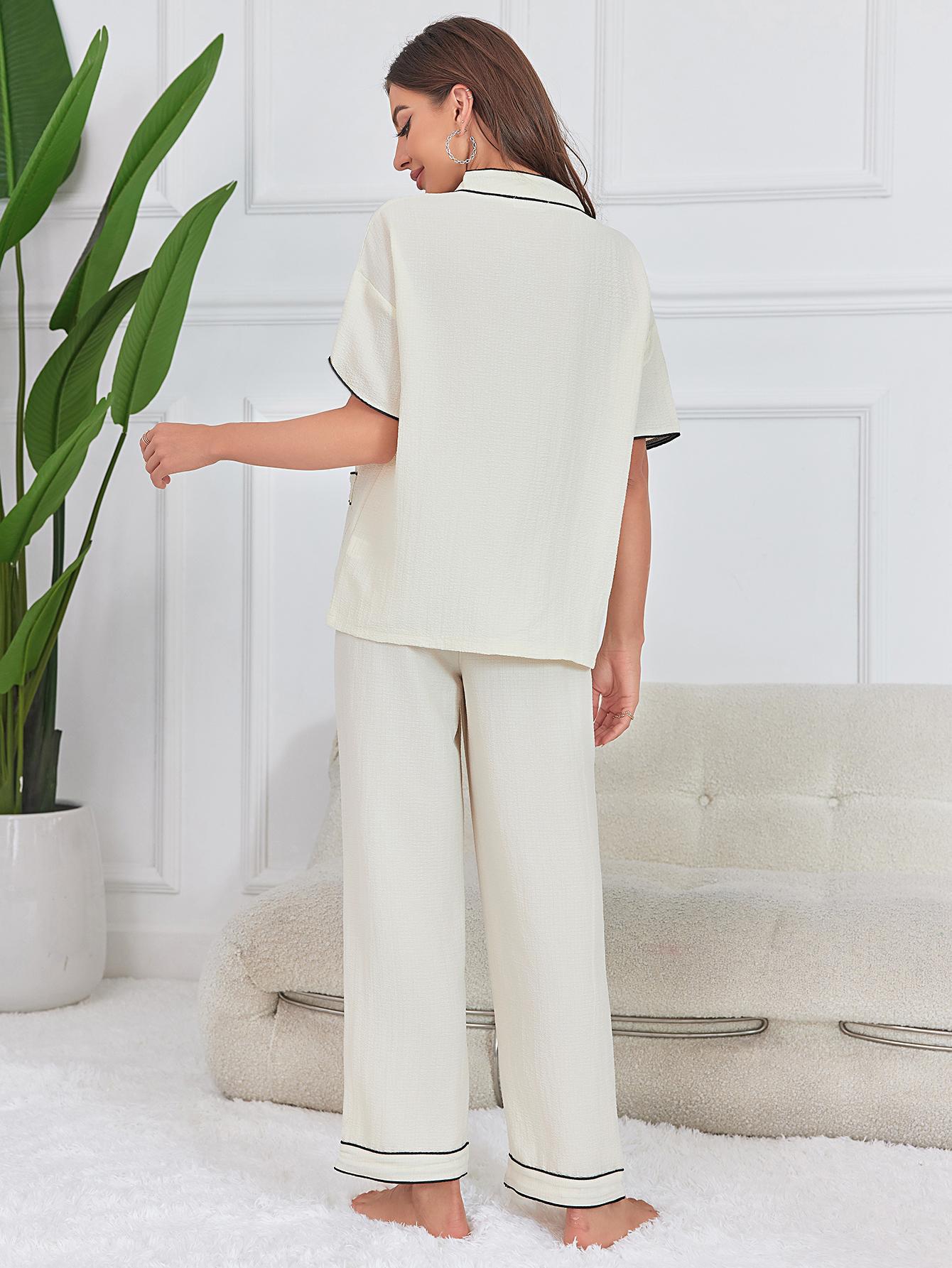 Women's Two Piece V Neck Wide Leg Pants Set