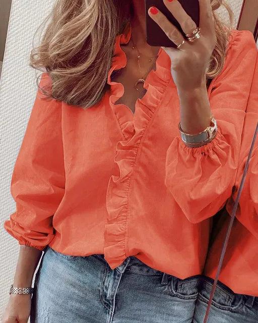 Fiona | Women Spring Ruffled Long Sleeve Blouse Top