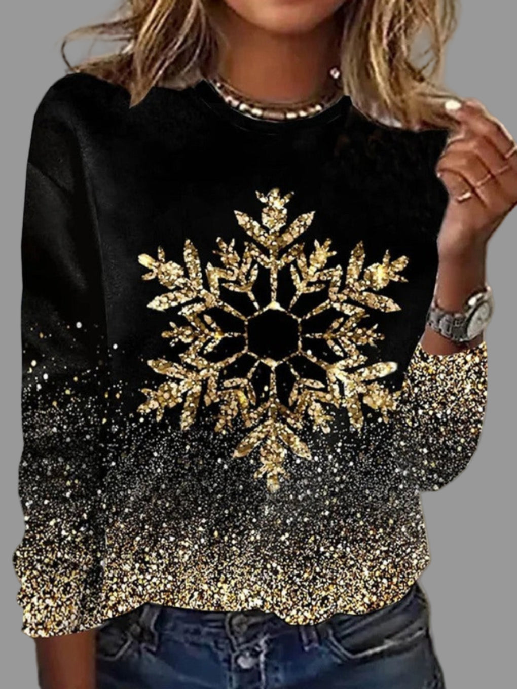 Katherine | Women Winter Snowflake Print Sweater