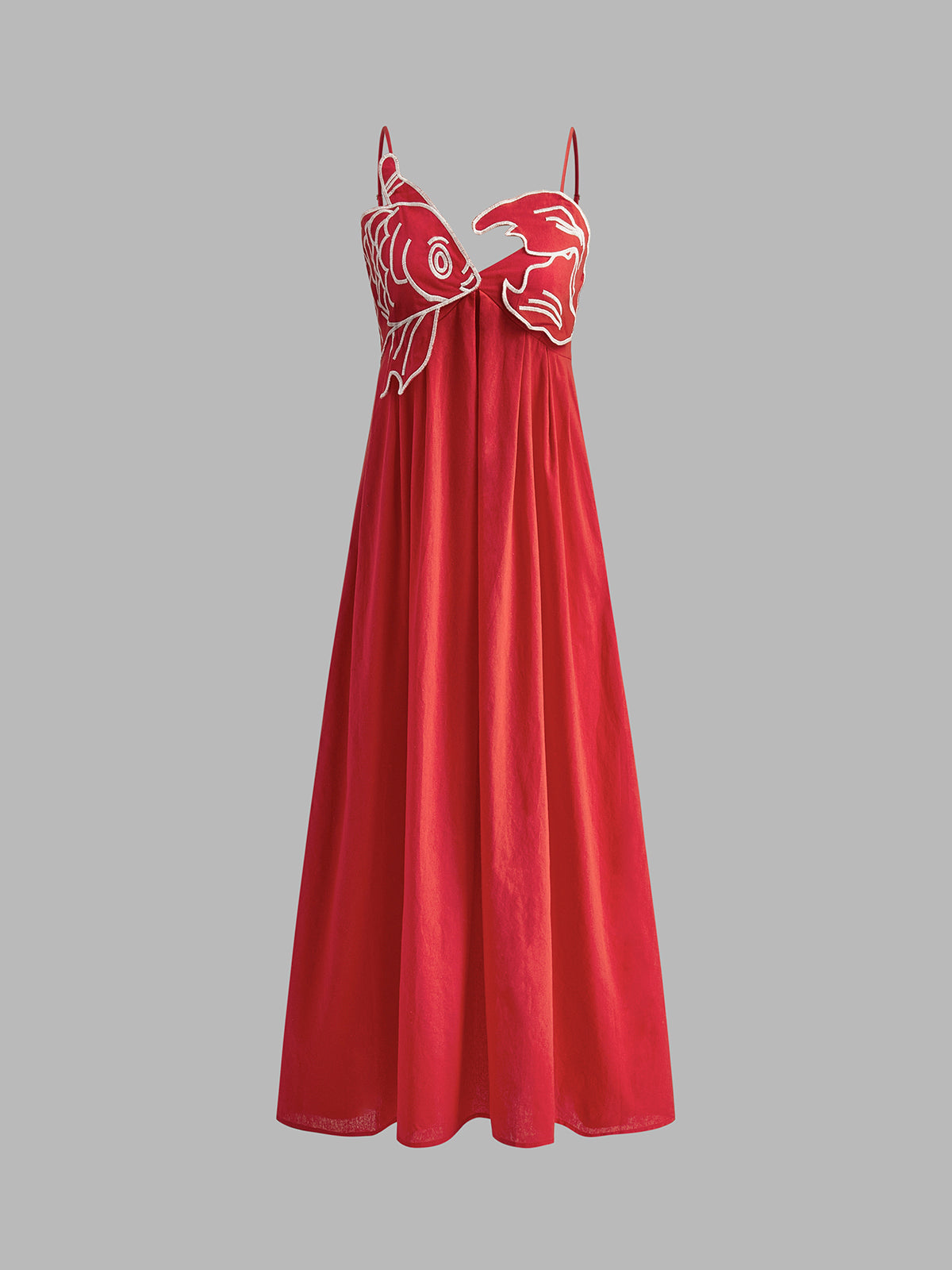 Women's Embroidered Maxi Dress Spaghetti Strap Floral