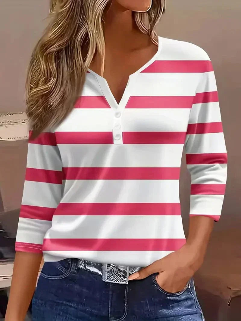 Women's Striped Henley
