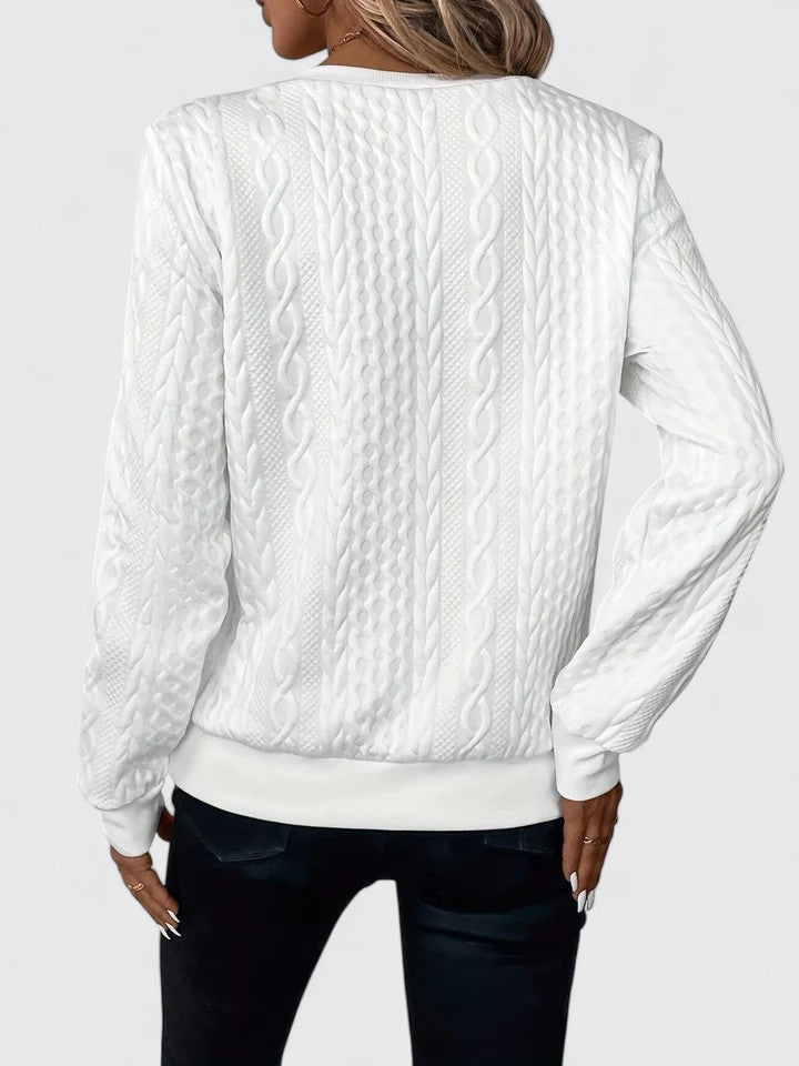 Women's Cable Knit Sweater Front Zip