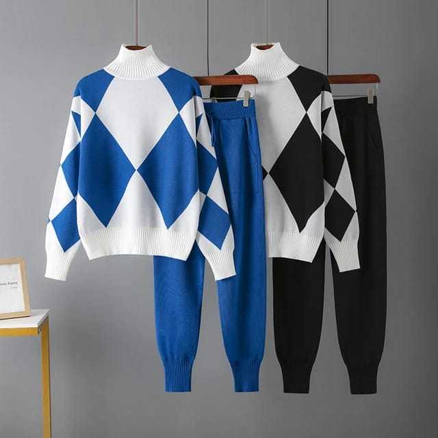 Women's Knit Sweater Set Turtleneck and Jogger Pants