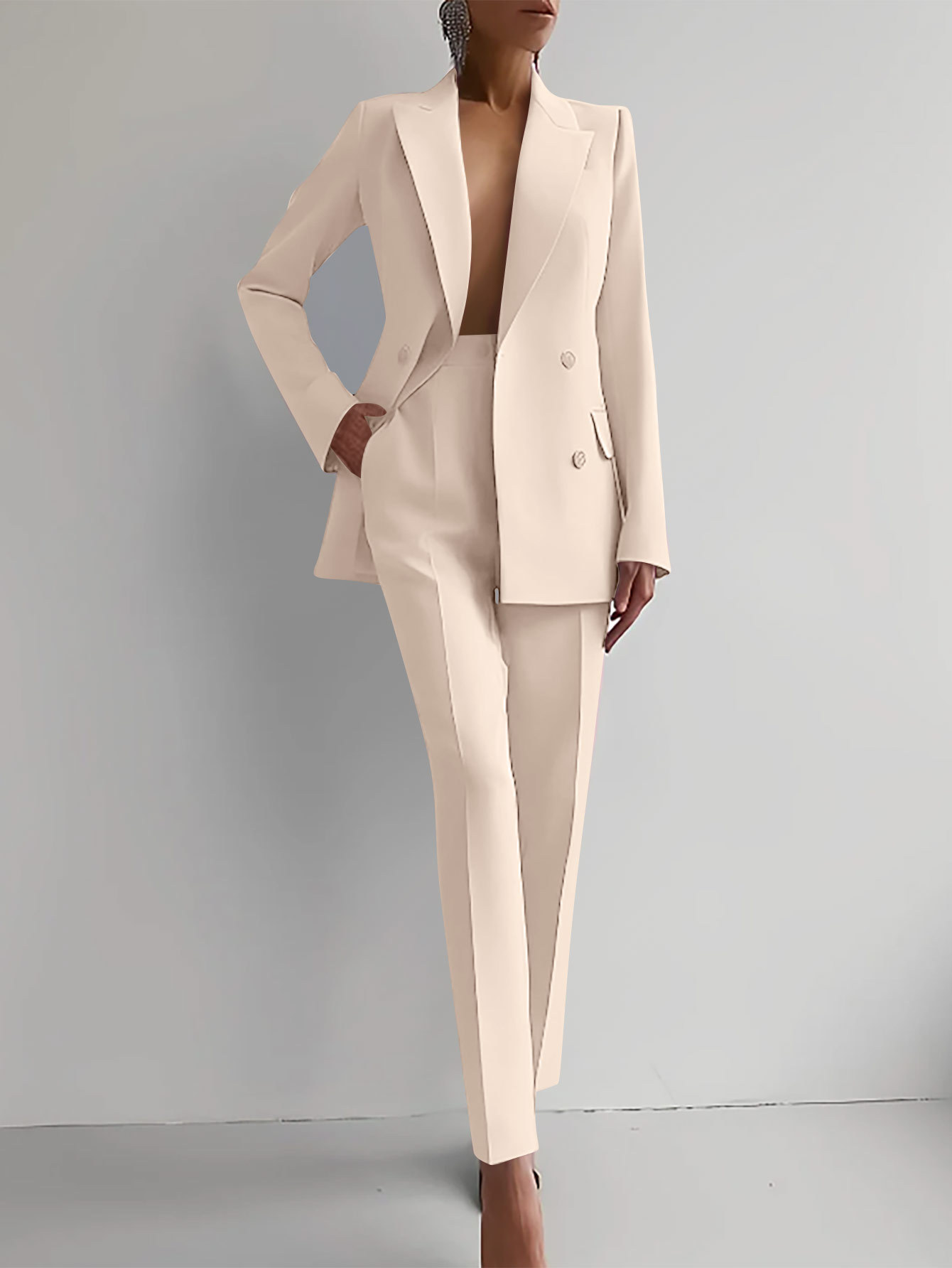 Women's Double Breasted Blazer Suit Set