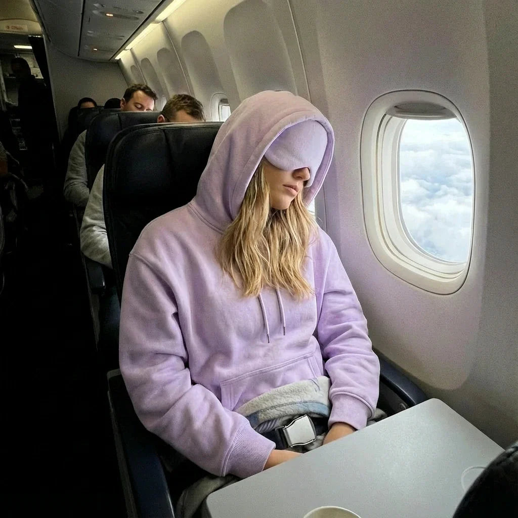 Airplane Mode Hoodie with Built-In Eye Mask